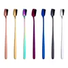 304 Stainless Steel Square Head Ice Spoons Home Kitchen Supplies Long Handle Coffee Dessert Gold Cocktail Stirring Scoops DH8476
