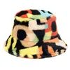 Hiver vache léopard fausse fourrure moelleux seau chapeaux femmes en plein air chaud soleil chapeau doux velours fourrure pêcheur casquette dame mode Panama