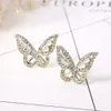 Delicate Butterfly Stud Brinco para Mulheres Full Paver Pedra Casamento Jóias Festa Finais Acessórios Beleza Beleza Brincos