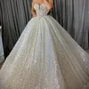 Sparkling Crystals Bling Pailletten Hochzeitskleider sexy trägerloser langer Zugkugelkleid Perlen Bridal Brautkleider Dubai Saudi Arabien Vestidos de Novia al9671