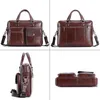 Men Genuine Leather Handbag Large Business Travel Laptop Bag Documents Crossbody Shoulder Bag