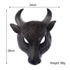 Party Masks Adult Bull Cosplay PU Black Half Face Mask Horror Head Upper Animals Halloween Masque Accessories8070463