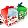Stobag 5 stks Kerst Santa Claus Papieren doos 12 * 12 * 12cm jaar gift snoep chocolade verpakking met lint decoratie partij 210602