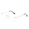 Special Design Solid Square Pieces Lens Sunglasses New Novelty Rimless Eyeglasses With Gilding Metal Arms Cool Streetwear Accessories