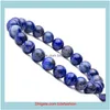 Kralen, Strengen Sieraden Hoge Kwaliteit Natuursteen Lapis Lazuli Kralen Armbanden Voor Vrouwen Mannen Mode Energie Armband Elastische Sieraden Gift