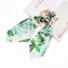 WOMAN Fashion Print Bow Scrunchies Ribbon for Women Ponytail Scarf Sweet Elastic Satin Silk Hair Band Hair Accessories Gifts