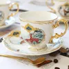 Europe Style Coffee Tea Cups Porcelain Luxury Gilding Jungle Animals British Afternoon Teacup Cafe Set