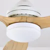 Lampe de ventilateur de ventilateurs de plafond avec lumières télécommande rétro bois Led sans pièce décorative lumineuse