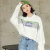 Yedinas Brev Kort Hoodies för kvinnor Mode Långärmad O Nevk Hoody Ladies Koreansk Preppy Style Kvinnlig Sweatshirt Höst 210527