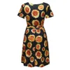 40 # Eleganta klänningar för kvinnor moderskap solros blommig tryck kortärmad slips klänning blommig moderskap klänningar vestidos Q0713