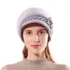 Mode femmes chapeau femme hiver chapeau Floral perle lapin fourrure tricoté chapeaux pour femme garder au chaud hiver visière Beanie Hat76415063940844226u