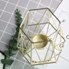 Candle Holders Gold Geometry Small Tealight Tabletop Aritist Craft Black Metal Wire Candlestick Home Decor Valentine's Gift