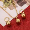 Fashion Glossy Gold Beads Earrings Pendant Necklaces For Women Yonth Girls Round Balls Beaded Necklace Jewelry Sets