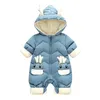 Jumpsuits Born Winter Roupas Bebé Meninas Menino Rapaz Snowsuit Romper Capuz Deer Orelha Espessa Jumpsuit Windproof Jacket Criança Geral Criança