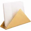 ゴールデンシートステンレス鋼の三角形ナプキンホールダーレストランエルカウンタートップテーブルの装飾シートペーパースタンドティッシュボックスケース210607