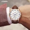 Sinobi Casual Męskie zegarki na rękę Kalendarz Tydzień Daty Funkcje Skórzany Pasek Biznes Mężczyźni Genewa Quartz Clock Slim Hands Watch Q0524