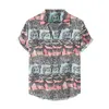 Camisas casuales para hombres Impresión de hombres camisa hawaiana verano tropical de manga corta vacaciones 2021 botón de solapa Playa masculina Streetwear Camisas