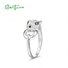 SANTUZZA Silver Ring For Women Pure 925 Sterling Leopard Panther Cubic Zirconia s Party Trendy Fine Jewelry 2112172242