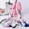 100% Scarf For Women Long Print Luxury Natural Shawls Wraps Blue Floral Summer Ladies Neckscarf Pure Real Silk Scarves