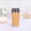 Bouteille d'eau en acier inoxydable Liner Tumbler en bois isolé café thé tasse voyage camping tasse thermos avec couvercle JJA9152