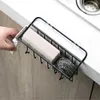 Ferro autoadesivo pia de ferro rack de parede montado esponja dreno dreno prateleiras prateleiras pia cozinha acessórios banheiro organizador 211110