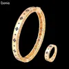 Donia Jewelry Luxury Bangle Fourleaf Flower Exaggerated Titanium Steel Bracelet Microinlaid Colored Zircon European and American8305018