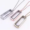 Mixte 10pcslot rectangle vertical charme flottant plaine médaillon magnétique verre vivant mémoire médaillon collier femmes cadeaux de noël4783931