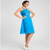 KORT FASHIONS LIGHT SKY BLUE CHIFFON PARTY DRESS Women's Knee Length En Line Porm Grows Petite och Regular Cocktail Dresses