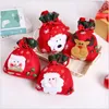 Julklapppaket påsar jul jultomten barn barn godis lagring strumpor röda halmsträng gåvor innehavare väska hänge hem dekor