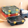 Bärbar Outdoor Bento Box Japansk stil Mat Förvaringsbehållare Läckagesäker Lunch för barn med soppa Cup Frukostlådor 220217
