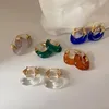 Hoop & Huggie AOMU Colorful Transparent Acrylic C-Shaped Earrings For Women Minimalist Large Summer Beach Jewelry Accessories
