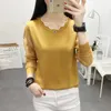 OHCLOTHING Spitze Pullover weibliche Bottom Bluse Langarm Lose Frühling Dünne Gestrickte Trend 210922