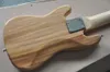 Mini 6 Strängar Naturligt trä Färg Elektrisk basgitarr med Maple Fretboard, Lämplig för vuxna, Barn och resor