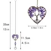 Amethyst Heart Tree Of Life wall hanging Healing Spiritual Window Hanging Decor Chakra Prism Natural Crystal Pendant Home Ornament