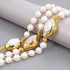 GuaiGuai Jewelry 3 Strands White Keshi Pearl Necklace Gold Plated For Women Real Gems Stone Lady Fashion Jewellery2178006