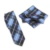 2019 Slim Tie Plaid Slipsar Set Bowtie Handkerchief Pocket Square Slips 21 Färger
