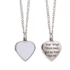 Sublimation Pendant Thermal Transfer Printing Necklace Urn Memorial Necklaces White DIY Lovers Heart Ornament with Sublimated Aluminum Pieces Wholesale A02
