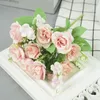 Dekoracyjne kwiaty Wieńce 1bouquet 4cm jedwabne róże sztuczne bukiet DIY ślub panna młoda trzyma do domu ogród dekoracji fałszywy kwiat Fau