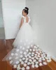Noble and Beauty A-Line Flower Girl Dresses For Wedding Party Gowns Tulle Lace Floor Length Sleeveless 3D Floral Hand-Made-Flower Appliques First Communion Dress