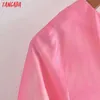 Tangada Kadınlar Retro Kravat Boyalı Baskı Soğuk Omuz Kırpma Gömlek Kısa Kollu Chic Kadın Seksi Gömlek Tops 3H460 210609