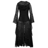 Abiti casual Costumi di Halloween Costumi Cosplay Spaventoso Vampiro Costume da strega Donna Medievale Vittoriano Masquerade Pizzo nero Hollow Maxi D237w