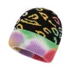 Vinterhatt Sticka ull Tie Dye Crochet Caps Leopard Varm Kvinna Man Tjock Pojke Tjej Höstskalle Beanie Hip Hop Cap RRE11243