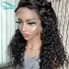 Bythair 13x6 HD Parrucche per capelli umani anteriori in pizzo trasparente Parrucca riccia lunga brasiliana con peli del bambino Attaccatura pre-pizzicata Colore nero naturale per le donne