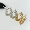 Hoop Huggie Minimalist Gold Silver Color Ed Tube Earrings For Women Geometric Chunky tjock texturerad örhänge smycken6207130
