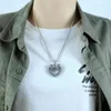 Modyle Neue Mode Punk Vintage Edelstahl Doppel Schädel Herz Anhänger Halskette für Frauen Männer Hiphop Schmuck Geschenke