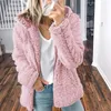 Kurtki damskie Damskie moda Pluszowa ciepła kurtka z kapturem swobodne damki zamek błyskawiczny Faux Fur Płaszcz Kobiet zimowy długie rękawowe odzież uliczna