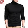 Hommes Mode T-shirt T-shirts Slim Tops Homme Stretch T-shirt Col Roulé À Manches Longues T-shirts Col Haut Hommes Coton T-shirts 210722