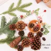 Party Decoration 1pack Natural Rattan Wreath Pine Branches Christmas Berries&Pine Cones For DIY Hand Made Home Door