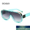 SO&EI Fashion One Piece Pilot Women Luxury Sunglasses Brand Designer Vintage Punk Men Gradient Mirror Sun Glasses Shades UV400 Factory price expert design Quality