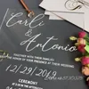 結婚式のアクリルの招待状ピンクの花のバラの結婚式の招待カスタムアクリルの結婚式の招待状カートの招待状マリゲルボックスカード